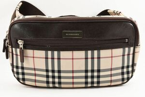 1円 BURBERRY バーバリー ノバチェック ハウスチェック レザー ウエストバッグ ショルダーバッグ 斜めかけ ボディバッグ ロゴ 2869