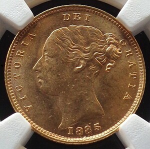 ■■イギリス 1/2ソブリン (ハーフソブリン)金貨 1885年 VICTORIA ヴィクトリアヤングヘッド NGC MS62 準未使用品～未使用品 人気高い!■■