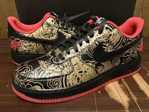 16年製 NIKE AIR FORCE 1 PREMIUM ID CHINESE NEW YEAR ナイキ エアフォース AF1 SWOOSH【919729-992】BLACK LEATHER 黒×金 US12