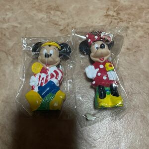 レトロ　当時もの！Disney ミッキーマウス&ミニーマウス　フィギュアキーホルダーセット　100円〜最落無し