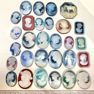 1円〜!!H.P.Muller・Erwin Pauly作入り!!大量!!（ストーンカメオおまとめ176.9g）d 約884.5ct 裸石 宝石 stone cameo 彫刻 作家物 w4マ4