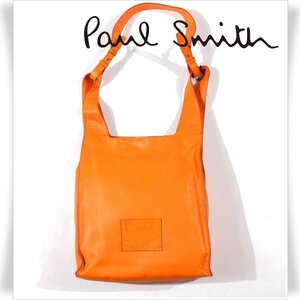 新品1円～★定価6.4万 ポールスミス Paul Smith 牛革レザー 本革 ワンショルダーバッグ オレンジ スラウチレザー 2WAY 正規店本物 ◆4561◆