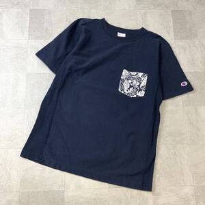 良品 Champion reverse weave チャンピオン リバースウィーブ tシャツ ポケットtシャツ ポケt メンズ Lサイズ ネイビー