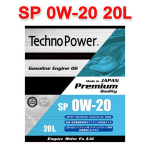 【日本製】TP-SP0W20-20 Techno Power テクノパワー 合成油 SP GF-6A 0W20 20L ガソリンエンジンオイル