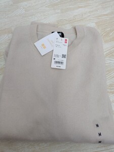 ★UNIQLO ユニクロ カシミヤ100% クルーネックセーター ニット セーター ナチュラル メンズ M