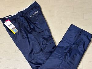 新品★フィラ ゴルフ FILA GOLF ロゴ刺繍 中綿入り 蓄熱保温 ウエストゴム仕様 ロングパンツ★秋冬★ネイビー★サイズLL(w88-94)