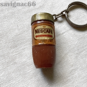 60年代 フレンチキーホルダー ミニチュア NESCAFE ネスカフェ コーヒーボトル ★ 60s フランス ゴールドブレンド バリスタ 昭和レトロ 雑貨