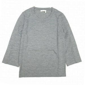 美品 2018年 クロエ CHLOE スカラップ ニット 七分袖 ハイゲージ セーター クルーネック プルオーバー XS COSY GREY グレー/▲N30