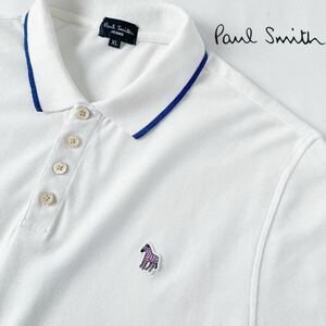 ポールスミス Paul Smith ゼブラ ポロシャツ XL ホワイト ネイビー ワインレッド 半袖 鹿の子 シャツ