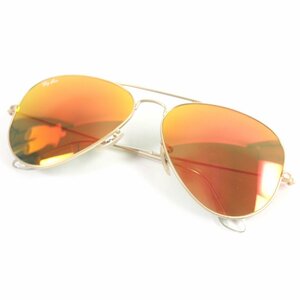 未使用品□Ray-Ban レイバン RB3025 AVIATOR LARGE METAL ツーブリッジ アビエーター サングラス ゴールド オレンジ 58□14 イタリア製