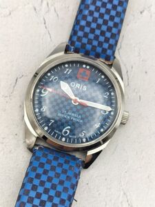 R7-63 1円～ 稼働品 オリス ORIS 手巻き 17石 腕時計 青文字盤 ステンレス メンズ 社外革ベルト