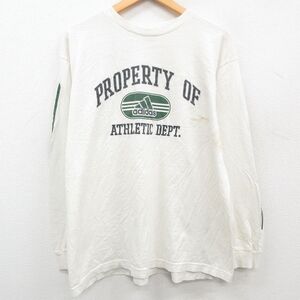 XL/古着 アディダス adidas 長袖 ビンテージ Tシャツ メンズ 90s PROPERTY 大きいサイズ コットン クルーネック 白系 ホワイト 23jan23