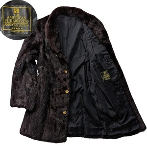 超極上の着心地!!!! 希少 THE AMERICAN FUR AWARDS ５つ星 MINK ミンクコート ジャケット 本毛皮 ファーコート ダークブラウン レディース