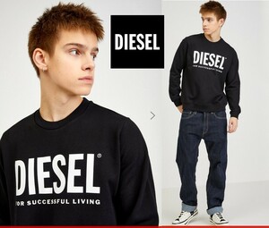 ●美品 ブルガリア製 DIESEL ディーゼル 高級 デカ ロゴ スウェット トレーナー メンズ レディース 即決 即納 55dsl y2k 黒●714