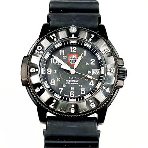 【1円スタート】LUMINOX ルミノックス F-117 ナイトホーク 3400シリーズ SS×ラバー ブラック文字盤 QZ メンズ腕時計 ジャンク 331043