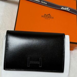 【希少】エルメス 財布 ベアンカードケース/ノワール モノクローム金具 HERMES 2つ折り ミニ財布 都内正規店2025年1月購入 ギフト♪