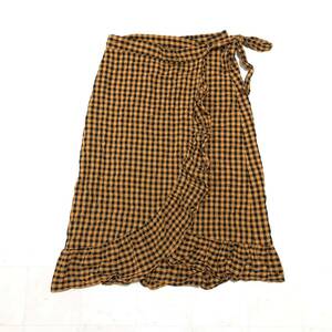 【送料360円】ZARA ザラ シアサッカーコットン巻きスカート 女性用 レディース Mサイズ チェック柄 CD270