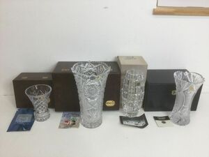 ●営SA929-120【保管品花瓶4点まとめ】BOHEMIAN GLASS ボヘミアングラス クリスタルガラス 花瓶/HOYA ホヤ/BOSPORUS ボスポラス/箱付きt