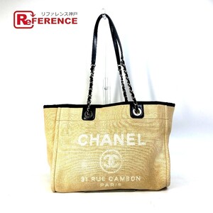 CHANEL シャネル ドーヴィル 2WAY チェーン ショルダーバッグ 肩掛け トートバッグ ベージュ レディース【中古】