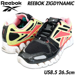 国内正規品■REEBOK (リーボック) ZIGDYNAMIC ランニング シューズ US8.5 26.5㎝ 黒黄 (ブラック/イエロー/ピンク) スニーカー