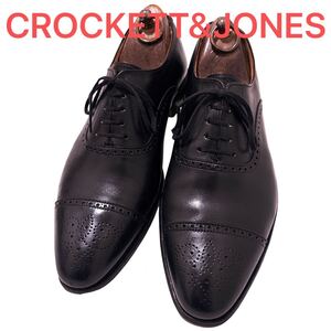 436.CROCKETT&JONES クロケットアンドジョーンズ MALTON セミブローグ 革靴 ブラック 7.5E