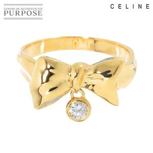 セリーヌ CELINE 13号 リング ダイヤ 0.11ct K18 YG イエローゴールド 750 指輪 リボン Diamond Ring 90236955