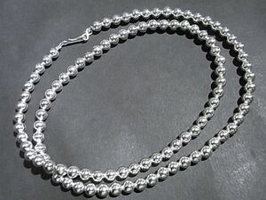 USAインディアンジュエリーNAVAJOナバホパールネックレスSilverPlateビーズ6mm/60cm西海岸ロックサーフカントリーアウトドアメカジバイカー