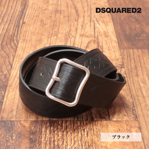 1円/DSQUARED2/90cm/レザーベルト BEM0459 幾何学 型押し ネイティブ エスニック モダン イタリア製 新品/黒/ブラック/jd377/