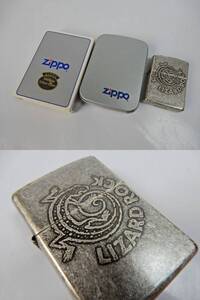 【ZIPPO】ジッポー Antique Silver Plate Marlboro マルボロ LIZARD ROCK ケース付 オイル無し 中古品 現状渡し JUNK扱い 一切返品不可で