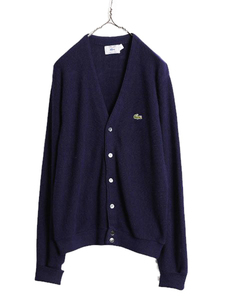 70s 80s ラコステ アクリル ニット カーディガン メンズ レディース M 古着 70年代 80年代 ヴィンテージ IZOD LACOSTE 前開き セーター 紺