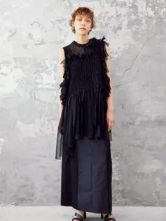 極美品　EZUMi　Mesh fringe sleeveless knit　F