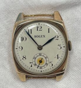 【 ROLEX ロレックス クッションケース 9K 375刻印有り 金無垢 手巻き アンティーク スモールセコンド 動作確認済み 】