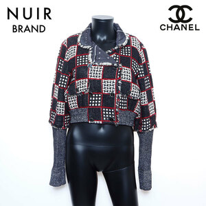 シャネル CHANEL ジャケット ツイード チェック ウール ブラック