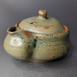 浜本豊　織部宝瓶　急須　茶器　未使用新品/59aa03