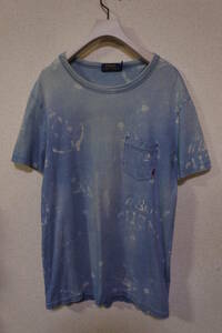 POLO RALPH LAUREN Indigo Tee size M ポロ ラルフローレン インディゴ Tシャツ ビンテージ加工