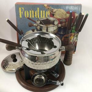 チーズフォンデュ鍋 fondue AZUMA 調理器具 両手鍋 ホームパーティー レトロ雑貨 未使用箱付