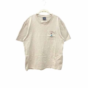 シップス SHIPS Teddy Bear Tシャツ カットソー クルーネック ワンポイント 半袖 L ベージュ /YK メンズ