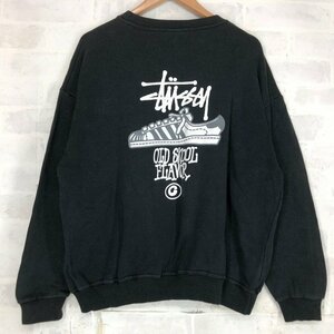 90s 90年代 STUSSY ステューシー 紺タグ赤青 USA製 バックプリント スウェット トレーナー SIZE: L ブラック ヴィンテージ MH632024111110