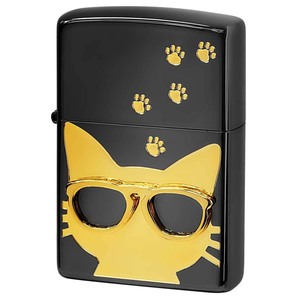 Zippo ジッポライター 猫 ネコ 足跡 サングラス メタル Love Cat ゴールド BdCAT-GD