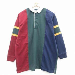 L/古着 長袖 ラガー シャツ メンズ 00s コットン 緑他 グリーン 24aug31 中古 トップス