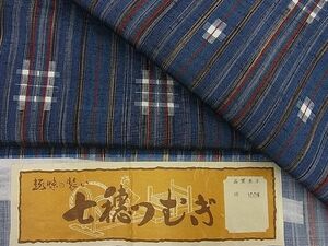 平和屋野田店■七穂つむぎ　単衣　吉祥文　反端付き　逸品　BAAE5210fw