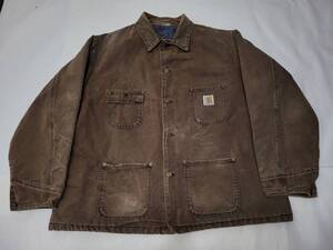 90s USA製 carhartt チョアコート 茶 2xl 3xl 程度 カーハート カバーオール 90年代 アメリカ製 アメリカ古着 ビッグサイズ ビンテージ