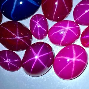 〔リンデンスターサファイア・ルビー16点おまとめ50.5ct〕o ルース 裸石 宝石 star sapphire ruby jewelry ジュエリー スタールビー w4B9