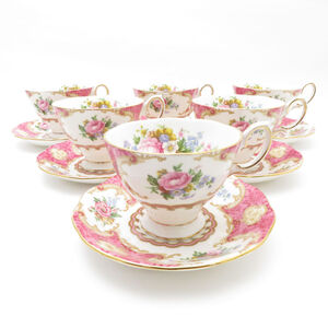 美品 ROYAL ALBERT ロイヤルアルバート レディカーライル カップ＆ソーサー 6客 セット 花 SN113Q