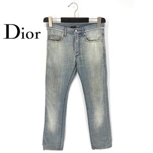 A6526/美品 春夏 Dior homme ディオール オム エディ期 ストレート ダメージ加工 テーパード デニムパンツ27 インディゴ/イタリア製 メンズ