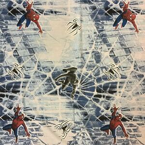 【x009】ヴィンテージシーツ フラットシーツ 240×193 キャラクター MARVEL スパイダーマン リメイク用生地 アメリカ買付 送料無料
