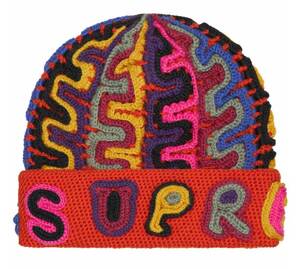 極少 即発送 24FW Supreme Yarn Appliqu Beanie Dark Orange シュプリーム ヤーン アップリケ ビーニー ニット帽 ニットキャップ 帽子