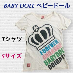 (878) BABY DOLL ベビードール　ロゴ　半袖　Tシャツ　白　ホワイト　Sサイズ