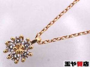 タサキ 美品 ダイヤ0.08ct ペンダント ネックレス K18YG イエローゴールド