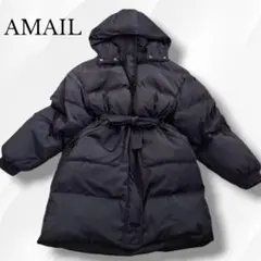 AMAIL　BIGシルエット　ダウンコート　ロング　黒　フリー　ベルト付き